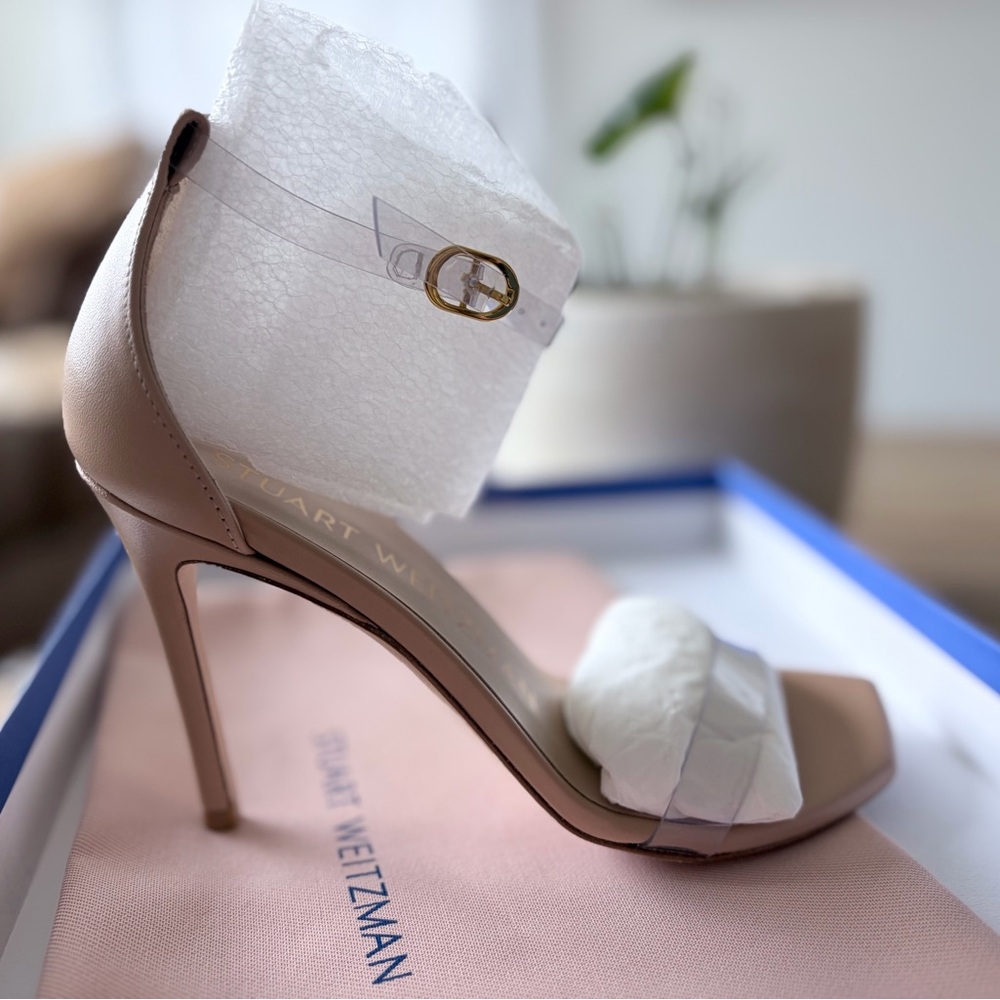 Stuart Weitzman Blush Nude Ankle-Strap Stiletto Sandals